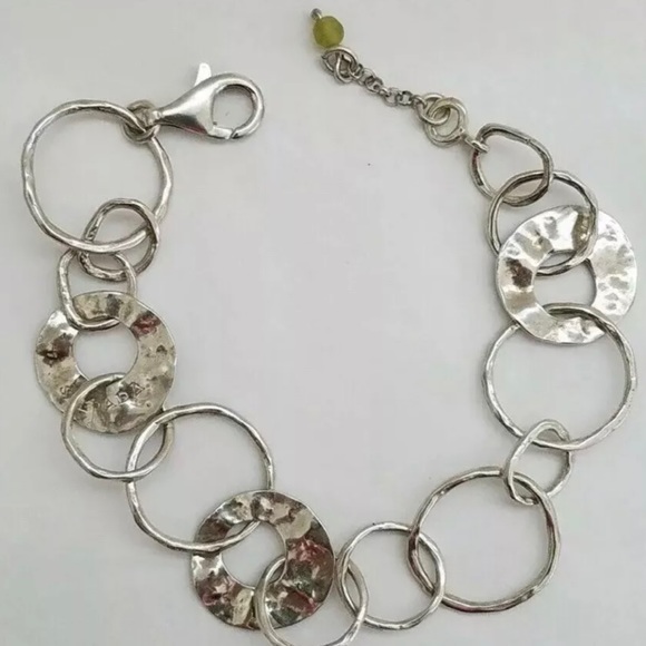 Silpada Hammered Sterling Silver ‘PAPER CHAIN’ Circle Links Bracelet B1217 - Picture 9 of 16